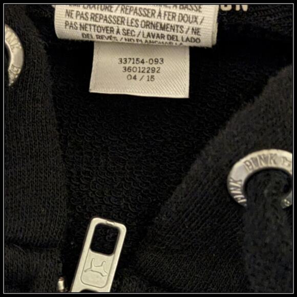 HTF Tropical VS PINK Zip Up Bling Hoodie Silver Sequins Spell PINK 86 + Dog Logo - Picture 12 of 12